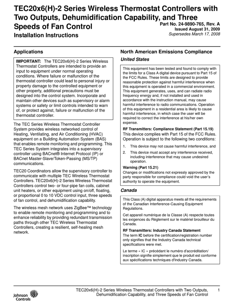 Johnson Controls TEC20x6-2 Series Manuel utilisateur