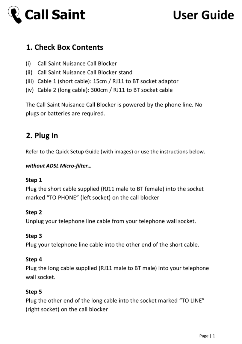 Call Saint Nuisance Call Blocker Manuel utilisateur