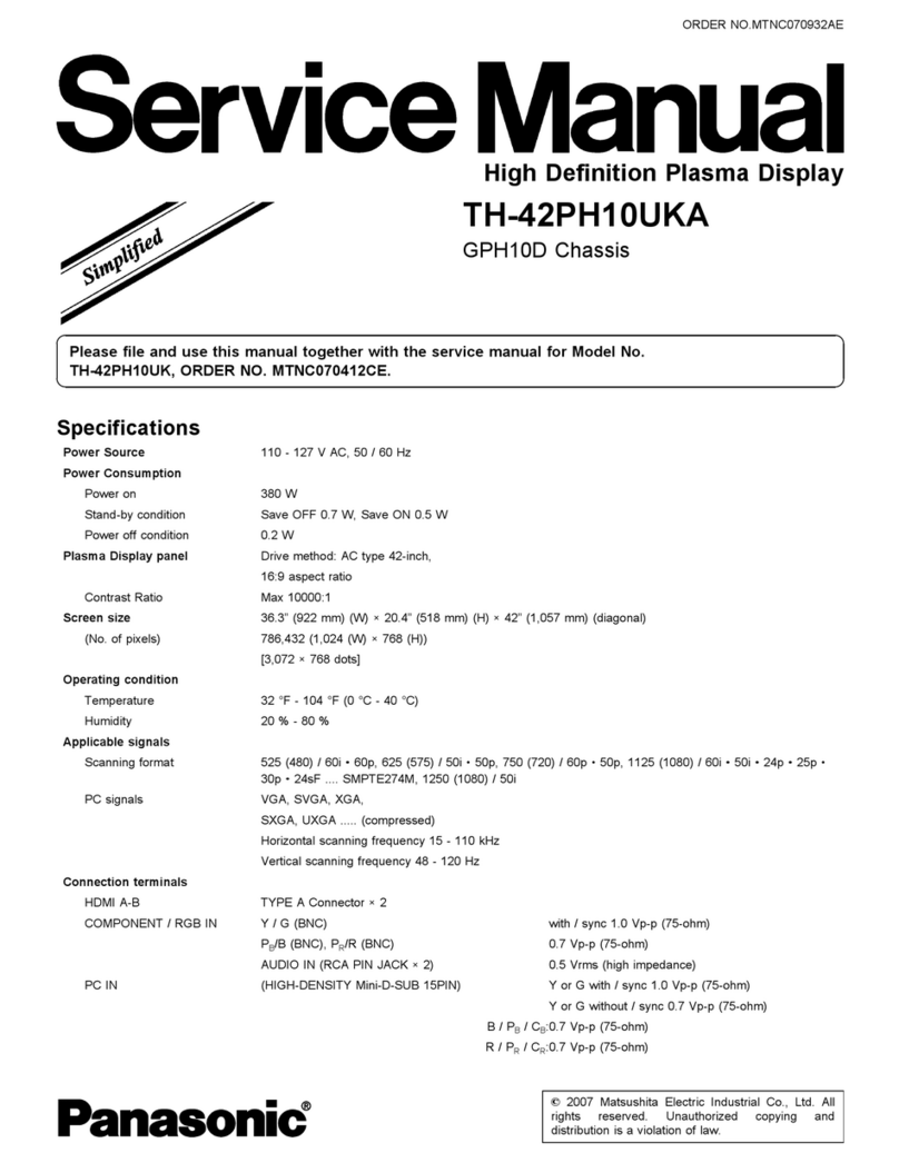 Panasonic TH42PH10UKA - 42" Plasma Panel Manuel utilisateur
