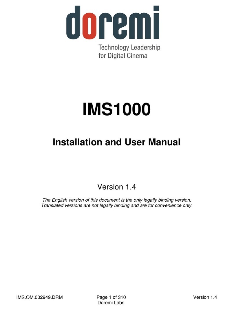 Doremi IMS1000 Manuel utilisateur