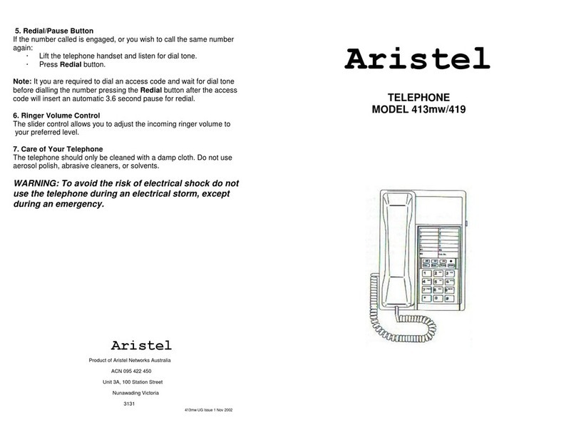 Aristel 413mw Manuel utilisateur Aristel 413mw Manuel utilisateur