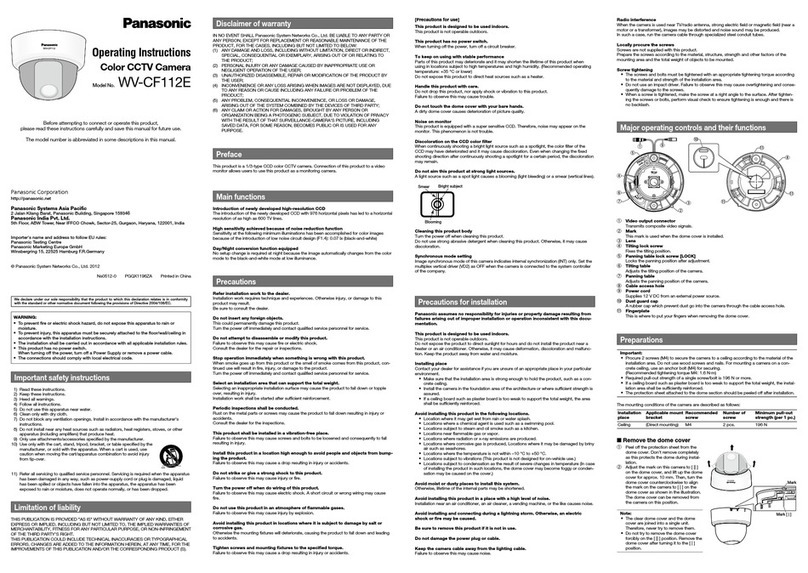Panasonic WV-CF112E Manuel utilisateur