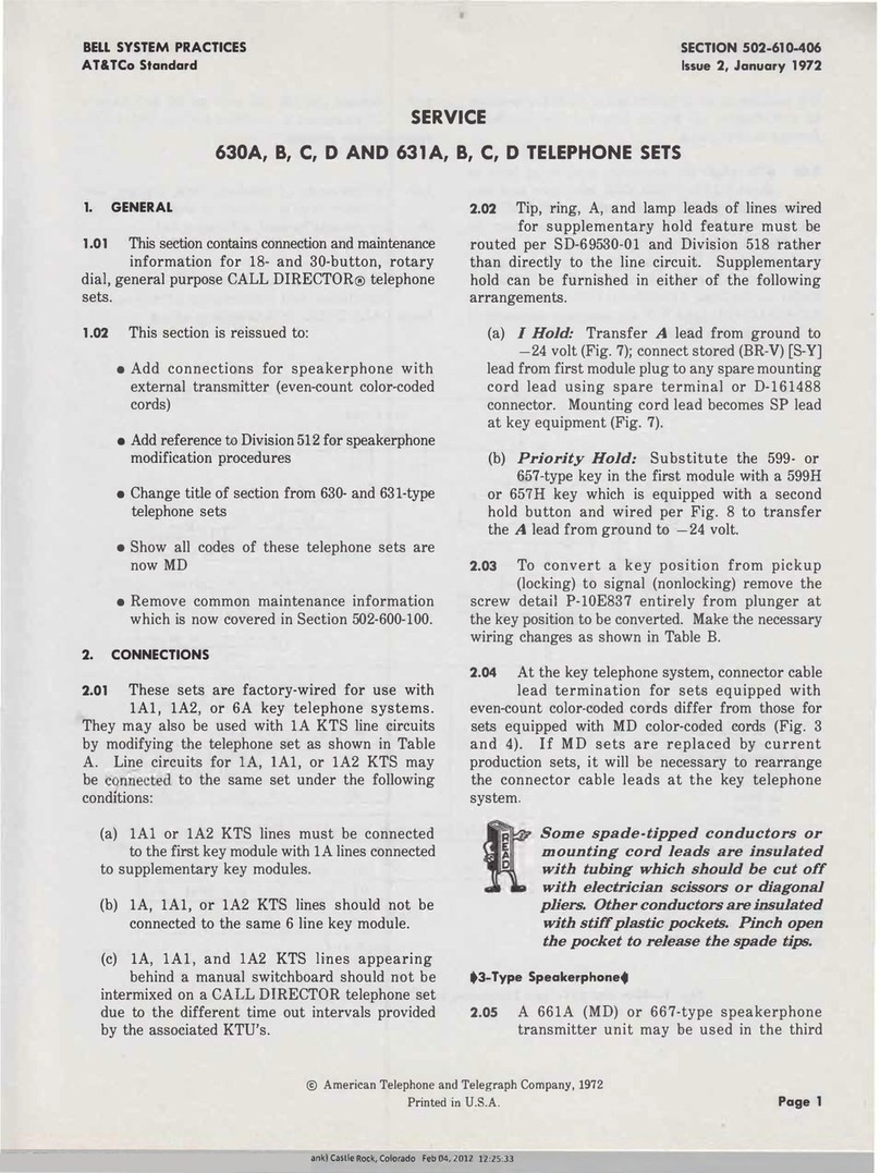 Bell System 630A Instructions de montage Bell System 630A Instructions de montage