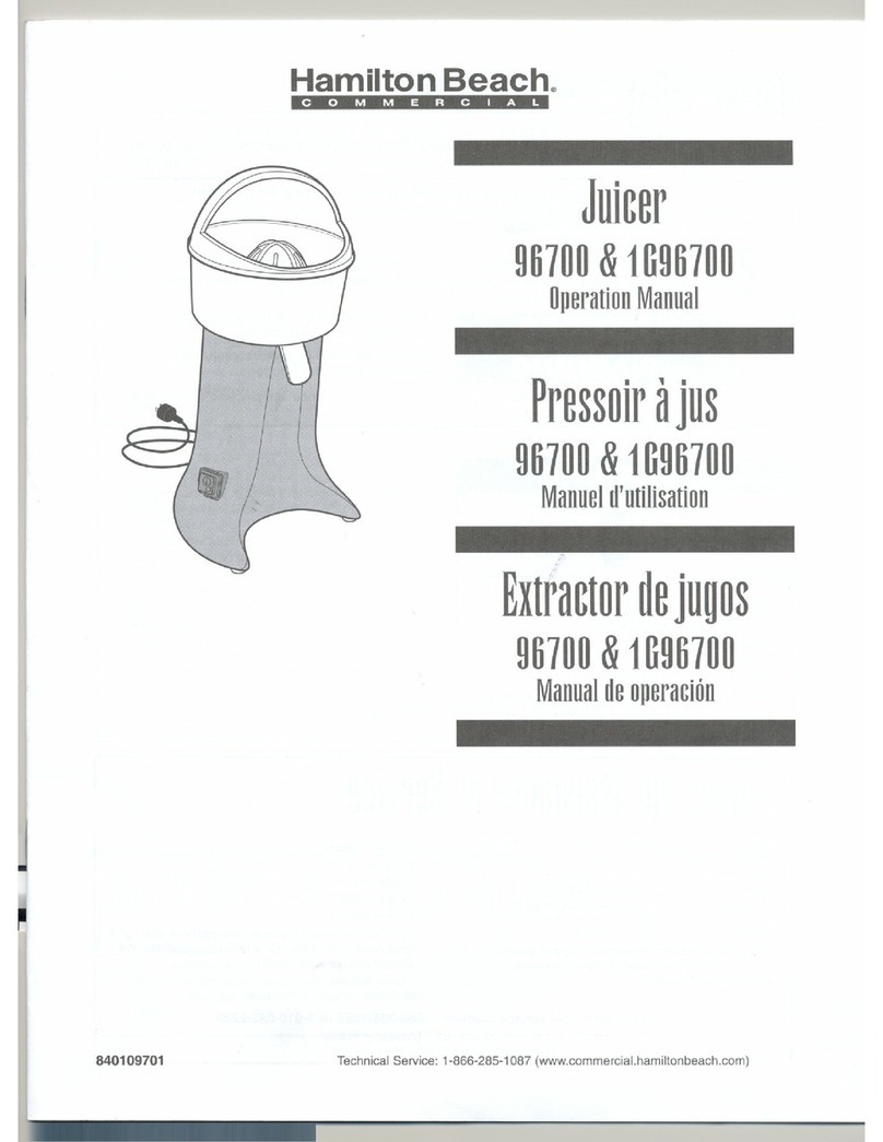 Hamilton Beach 96700 - Commercial Electric Juicer Manuel utilisateur Hamilton Beach 96700 - Commercial Electric Juicer Manuel utilisateur