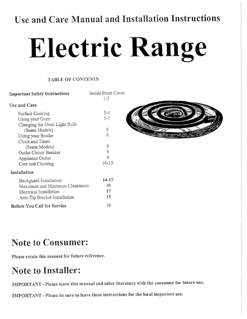 Premier Range Electric Ranges Manuel utilisateur