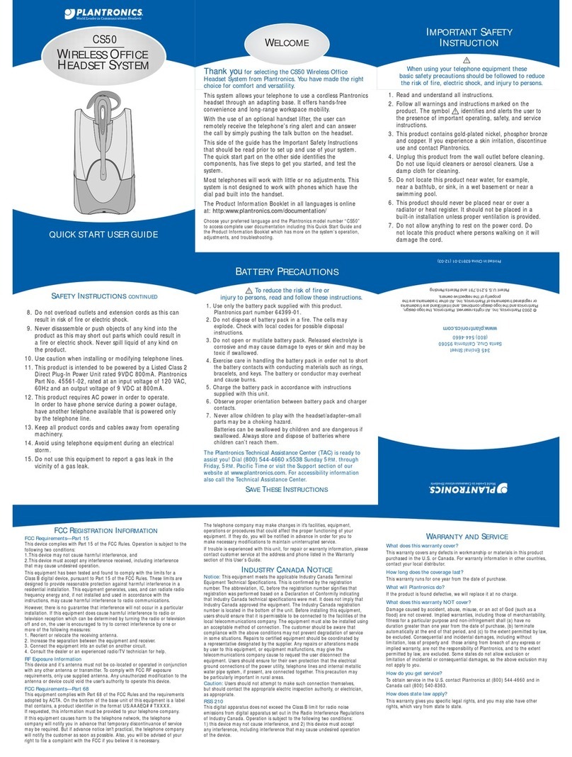 Plantronics CS50 Guide de configuration