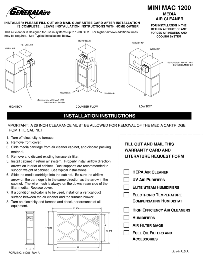 GeneralAire Mini Mac 1200 Manuel utilisateur