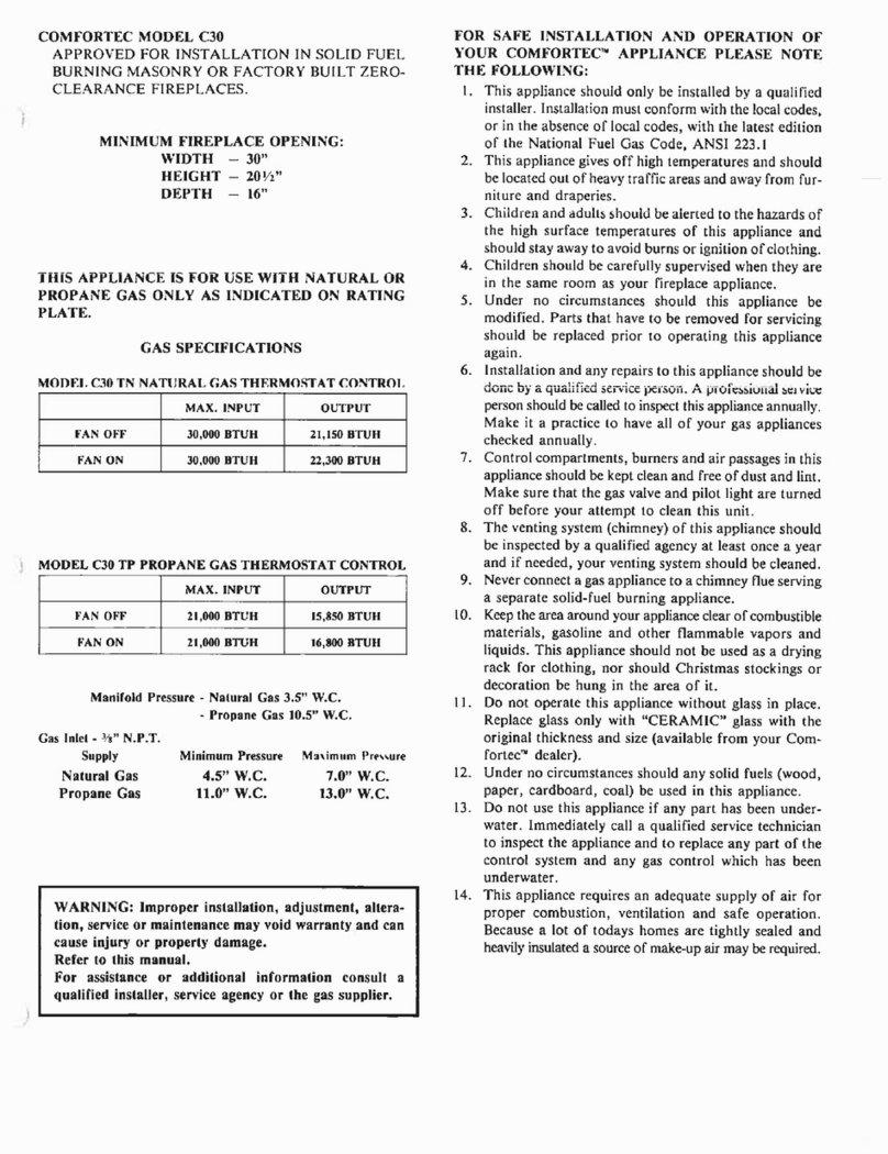 Comfortec C30 Manuel utilisateur