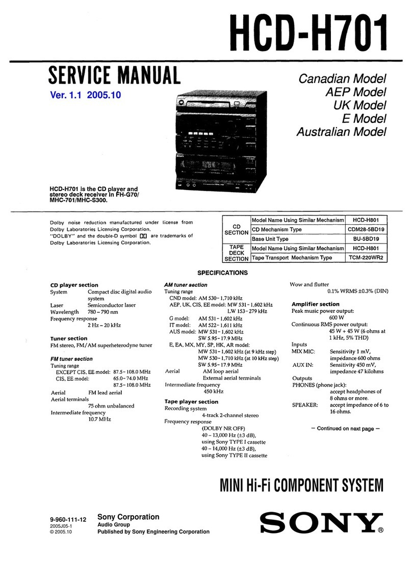 Sony HCD-H701 Manuel utilisateur