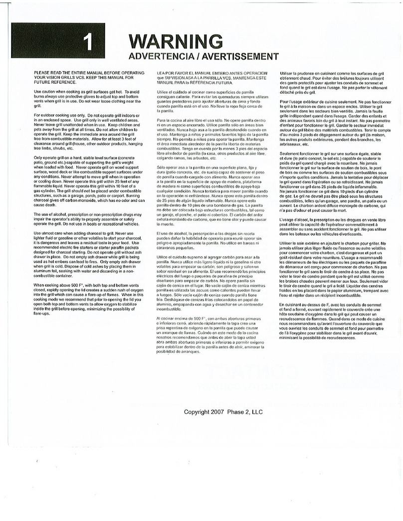 Vision grills VCS 2 Manuel utilisateur Vision grills VCS 2 Manuel utilisateur