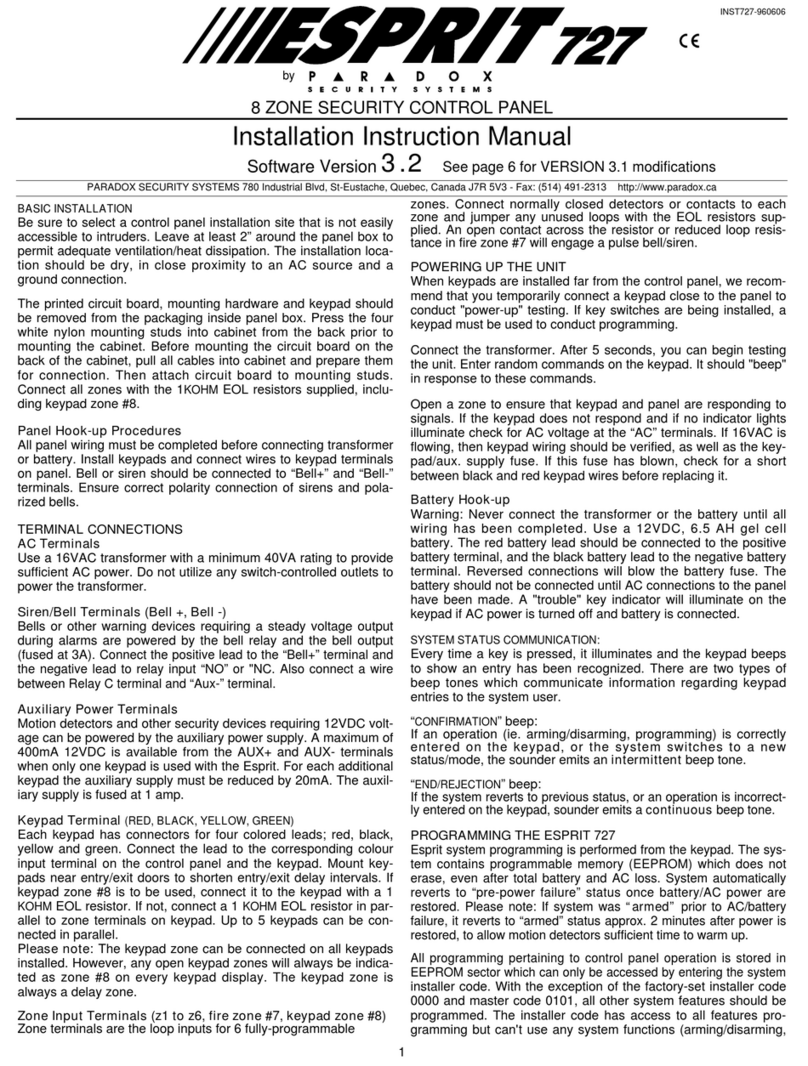 Paradox Esprit 727 Manuel de service