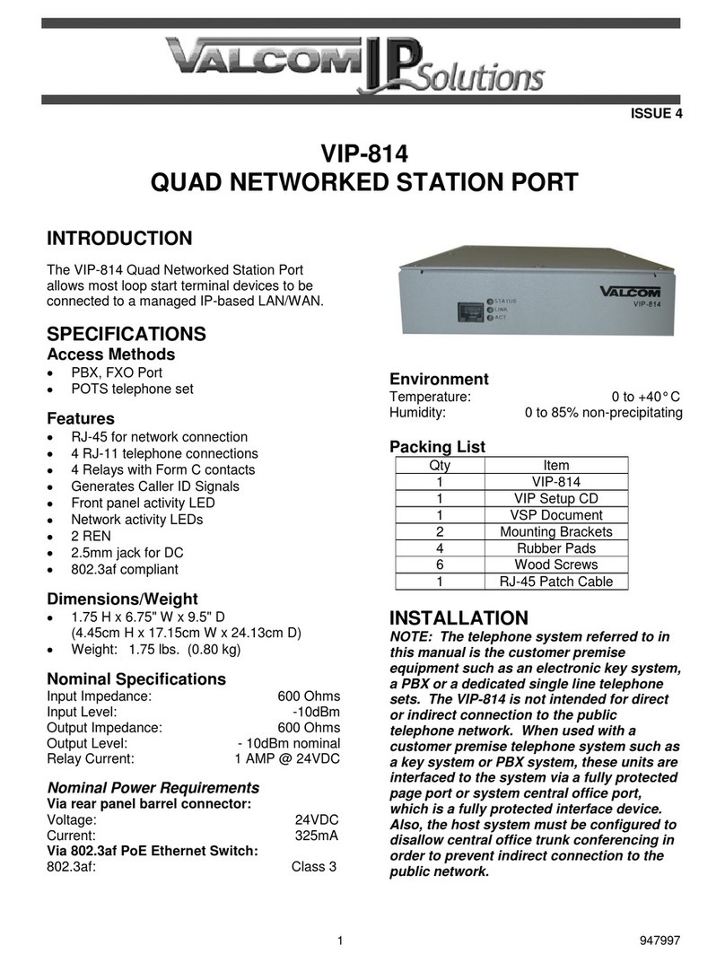 Valcom VIP-814 Manuel utilisateur