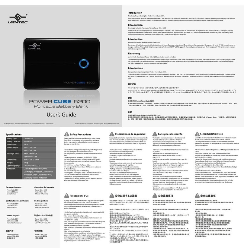 Vantec Power Cube 5200 Manuel utilisateur Vantec Power Cube 5200 Manuel utilisateur