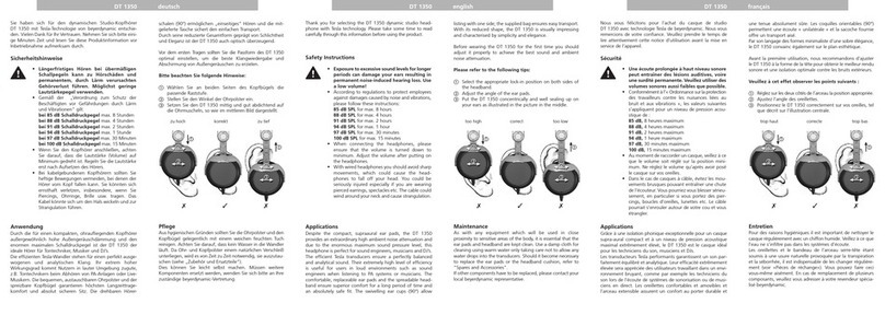 Beyerdynamic DT 1350 Manuel utilisateur Beyerdynamic DT 1350 Manuel utilisateur