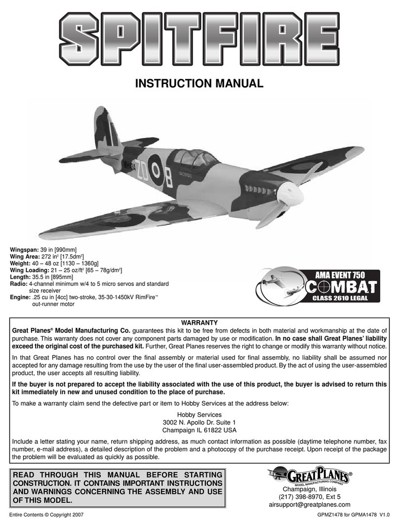 GREAT PLANES SPITFIRE Manuel utilisateur