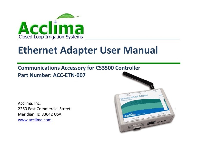 Acclima Ethernet Adapter Manuel utilisateur Acclima Ethernet Adapter Manuel utilisateur