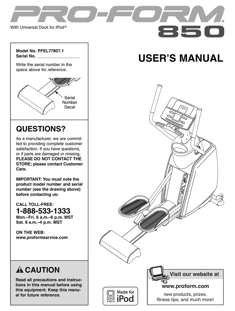 Pro-Form 850 Elliptical Manuel utilisateur