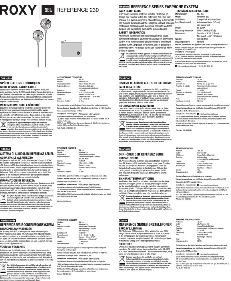 JBL Roxy REFERENCE 230 Manuel