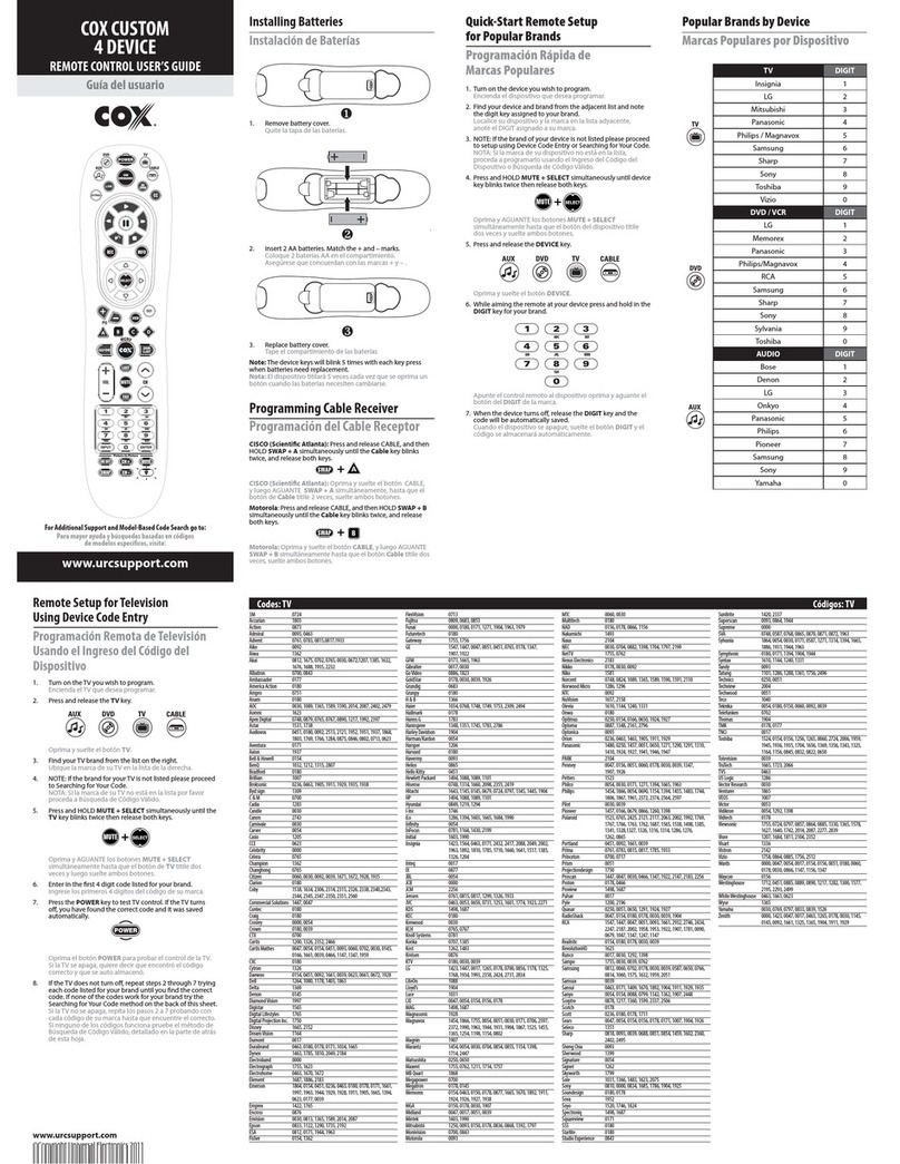 COX Custom 4 Device Manuel utilisateur