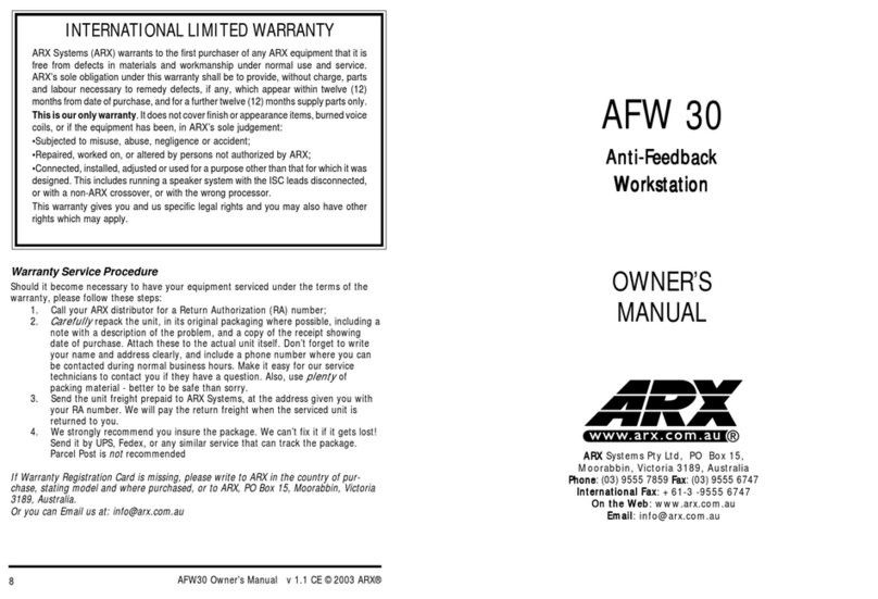ARX AFW30 Manuel utilisateur