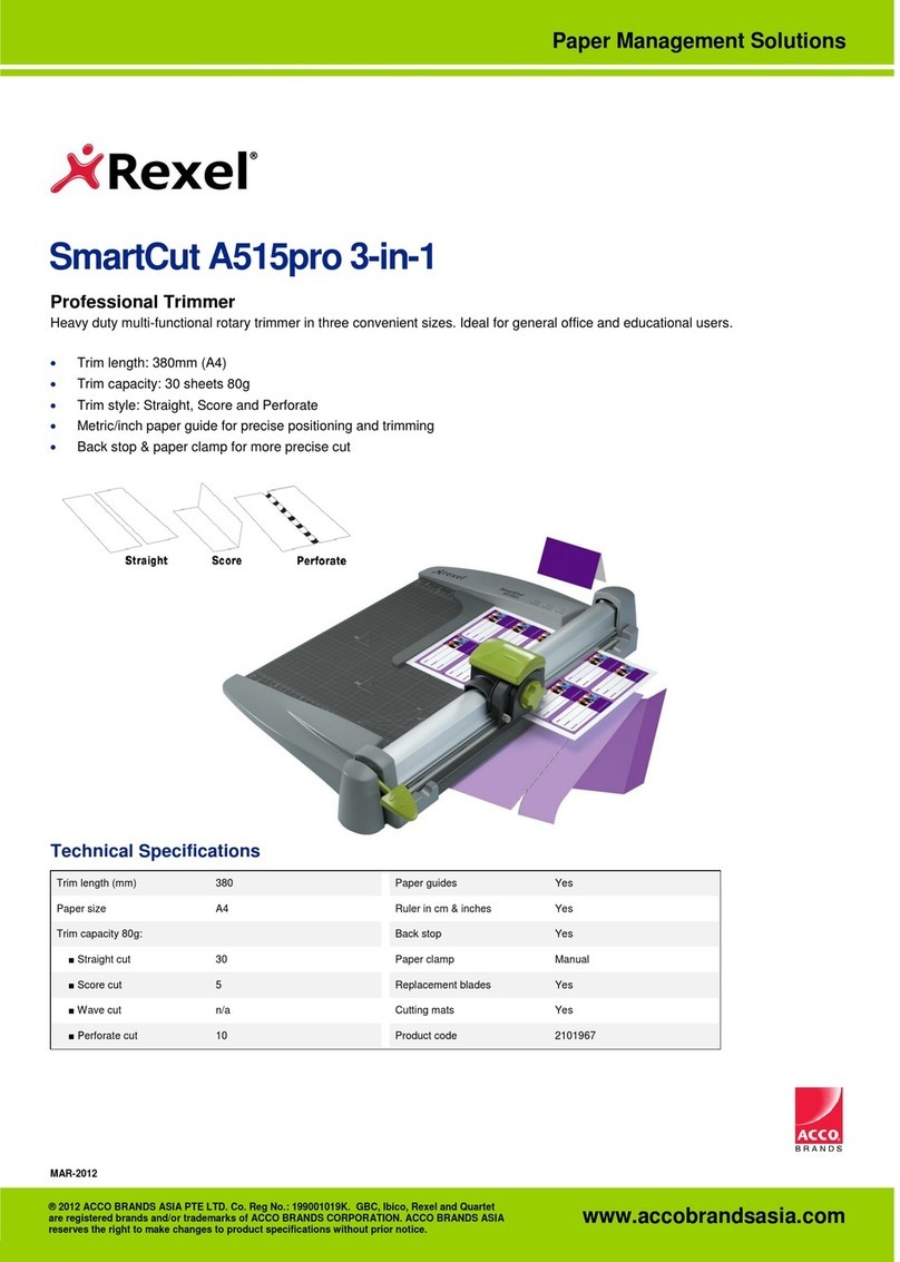 Rexel SmartCut A515pro Manuel utilisateur Rexel SmartCut A515pro Manuel utilisateur