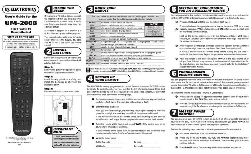 US Electronics UF4-200B Manuel utilisateur