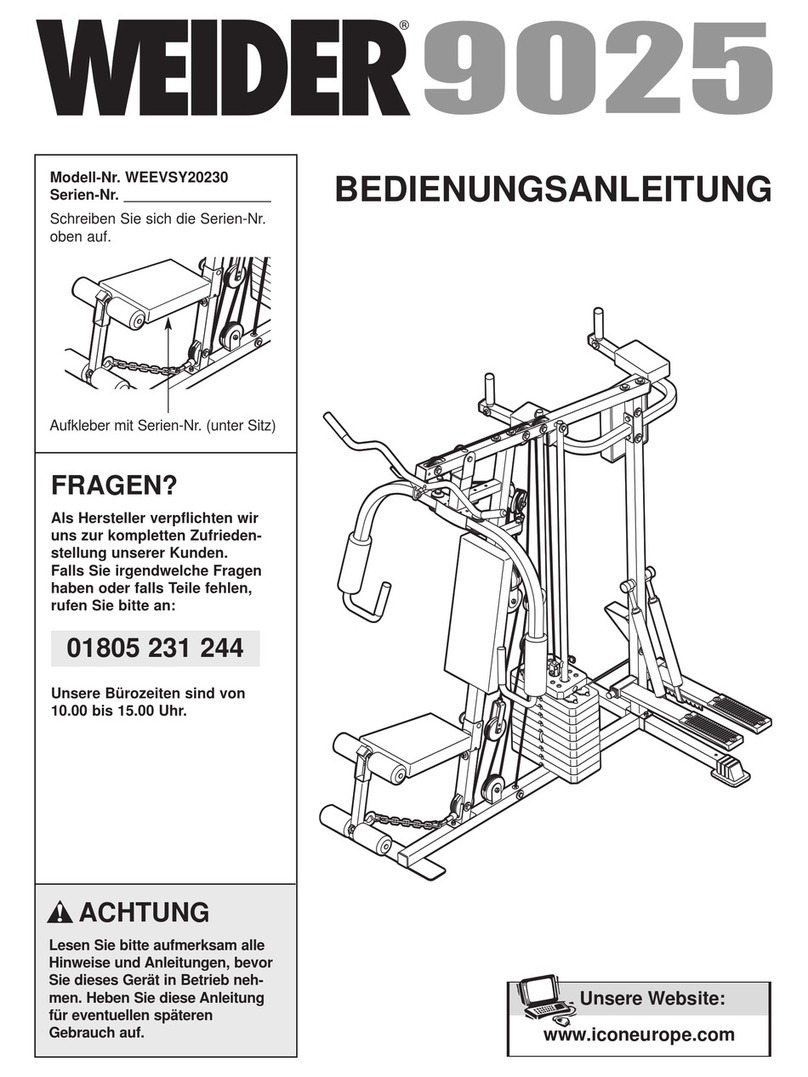 Weider 9025 Guide de démarrage rapide Weider 9025 Guide de démarrage rapide