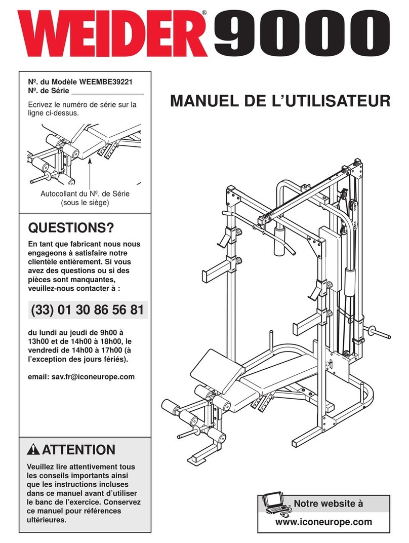 Weider 9000 Bench Manuel utilisateur