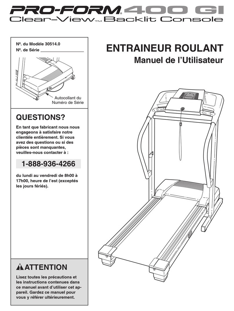 Pro-Form 400 Gi Treadmill Manuel utilisateur