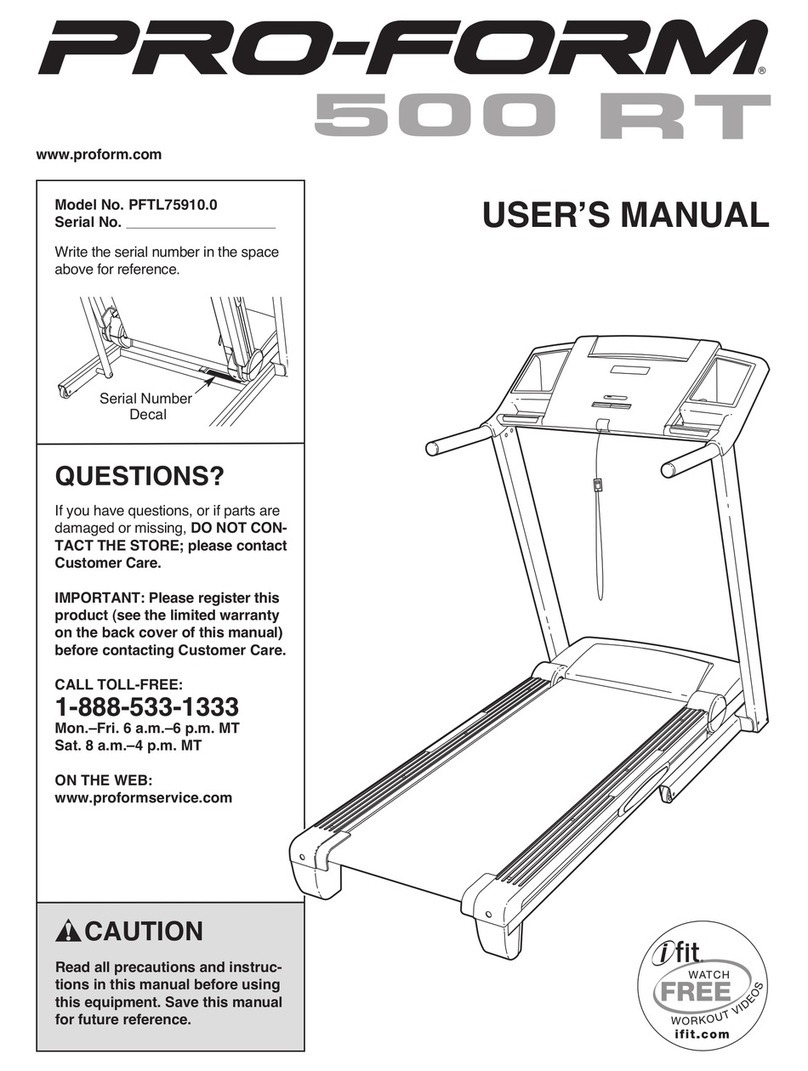 Pro-Form 500 Rt Treadmill Manuel utilisateur