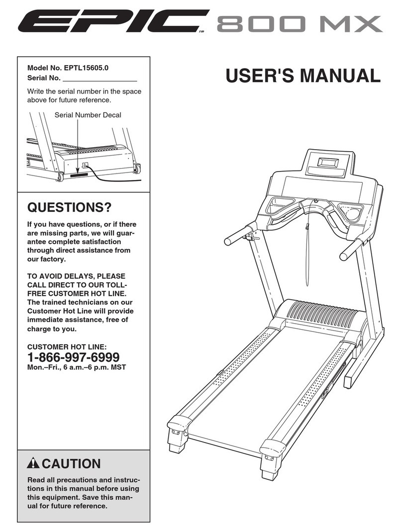 Epic 800mx Treadmill Manuel utilisateur