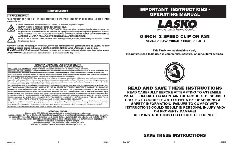 Lasko 2004W Manuel utilisateur