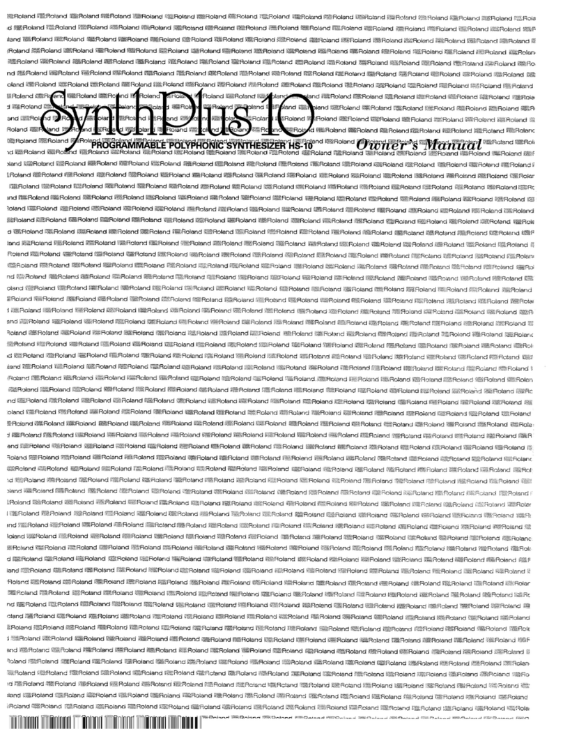 Roland SynthPlus10 HS-10 Manuel utilisateur