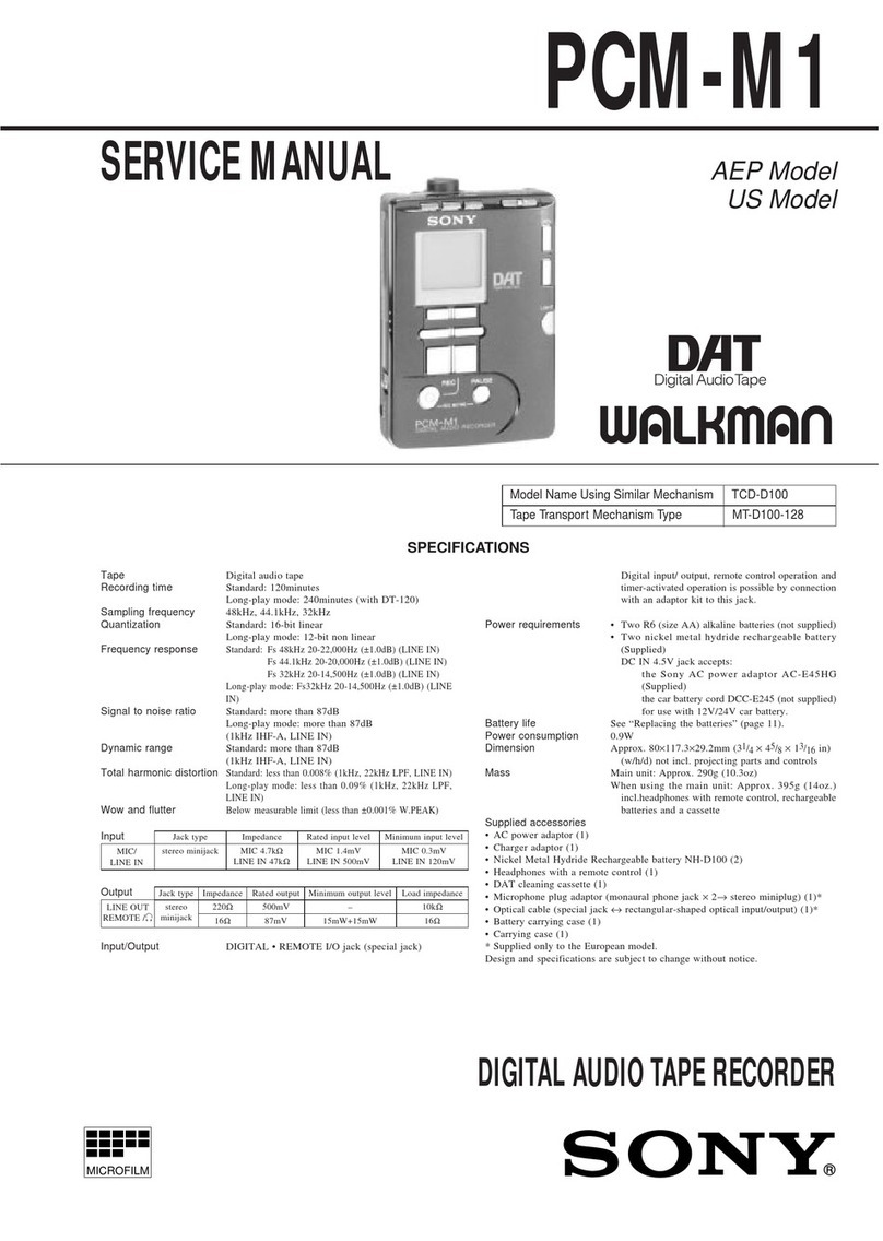 Sony Walkman PCM-M1 Manuel utilisateur Sony Walkman PCM-M1 Manuel utilisateur