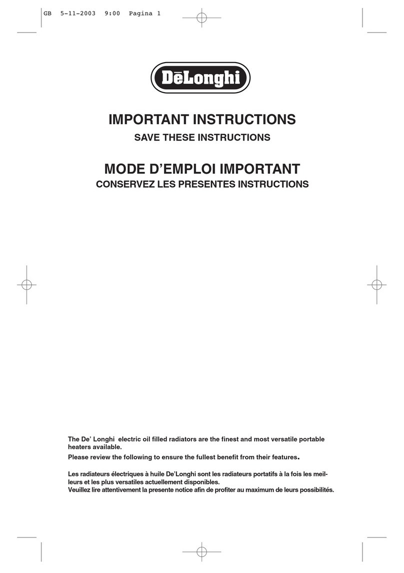 DeLonghi Heater Manuel d'instructions d'installation