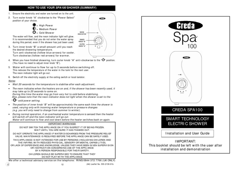 Creda Spa100 Manuel utilisateur