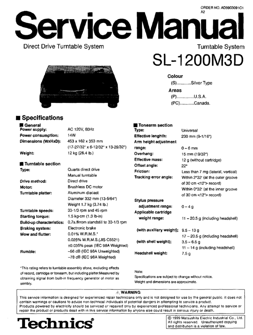 Technics SL-1200M3D Manuel utilisateur
