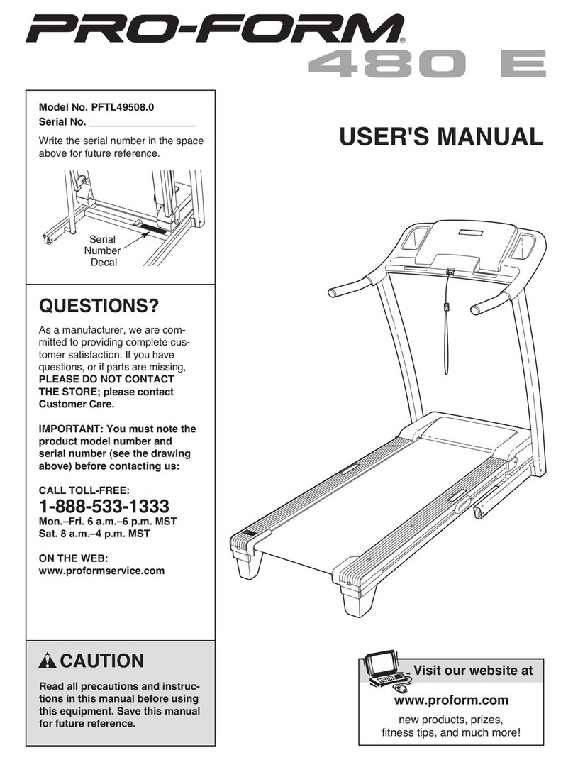 Pro-Form 480 E Treadmill Manuel utilisateur