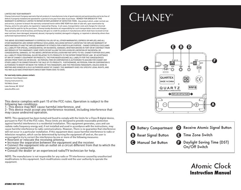 Chaney Instrument Atomic Clock Manuel utilisateur