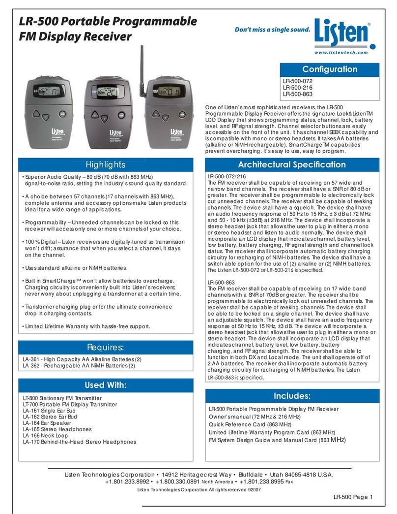 Listen Technologies LR-500 Manuel utilisateur