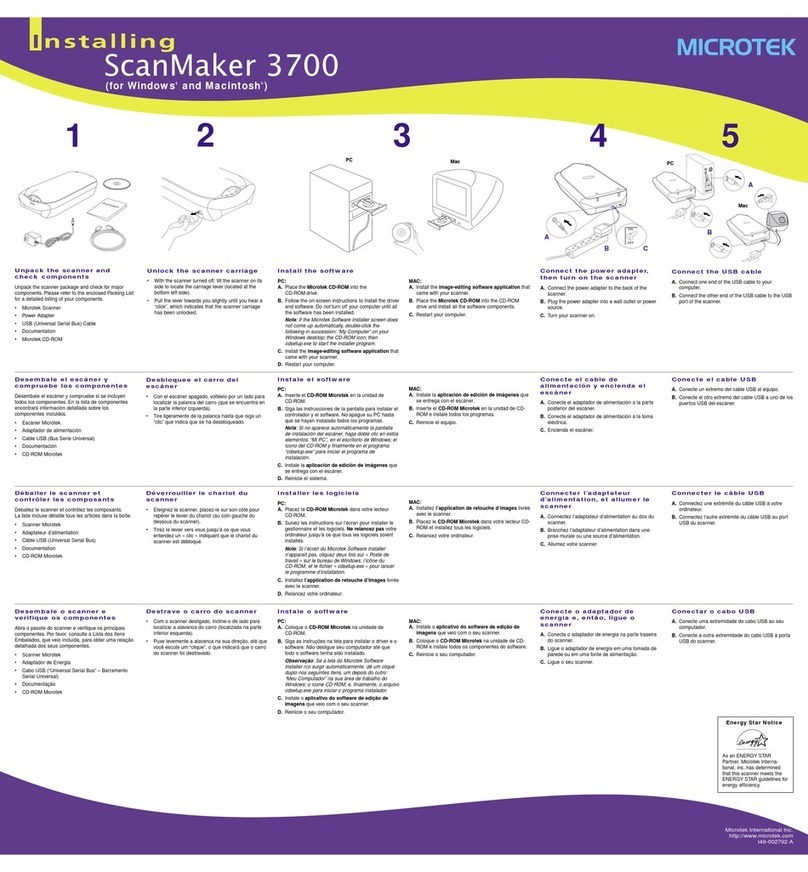 Microtek ScanMaker 3700 Manuel utilisateur