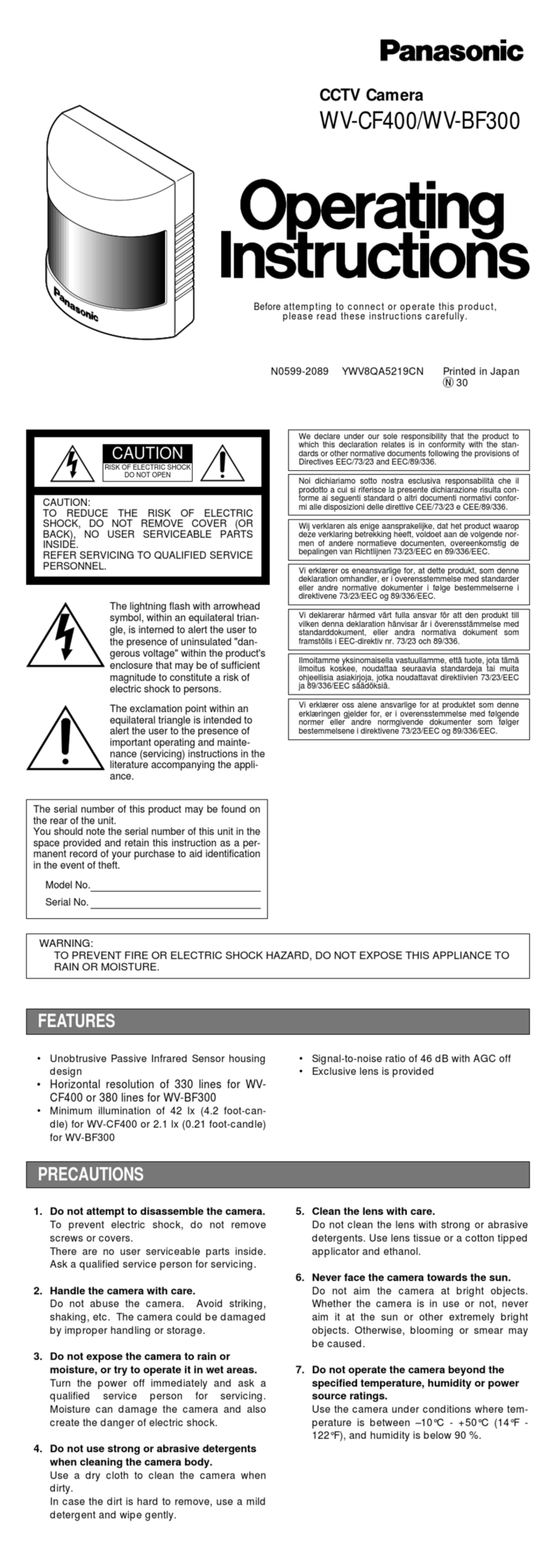 Panasonic WV-CF400 Manuel utilisateur