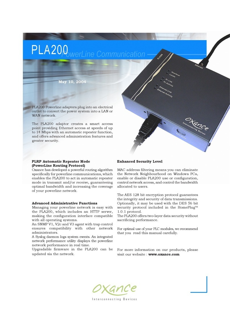 OXANCE PLA200 Manuel utilisateur