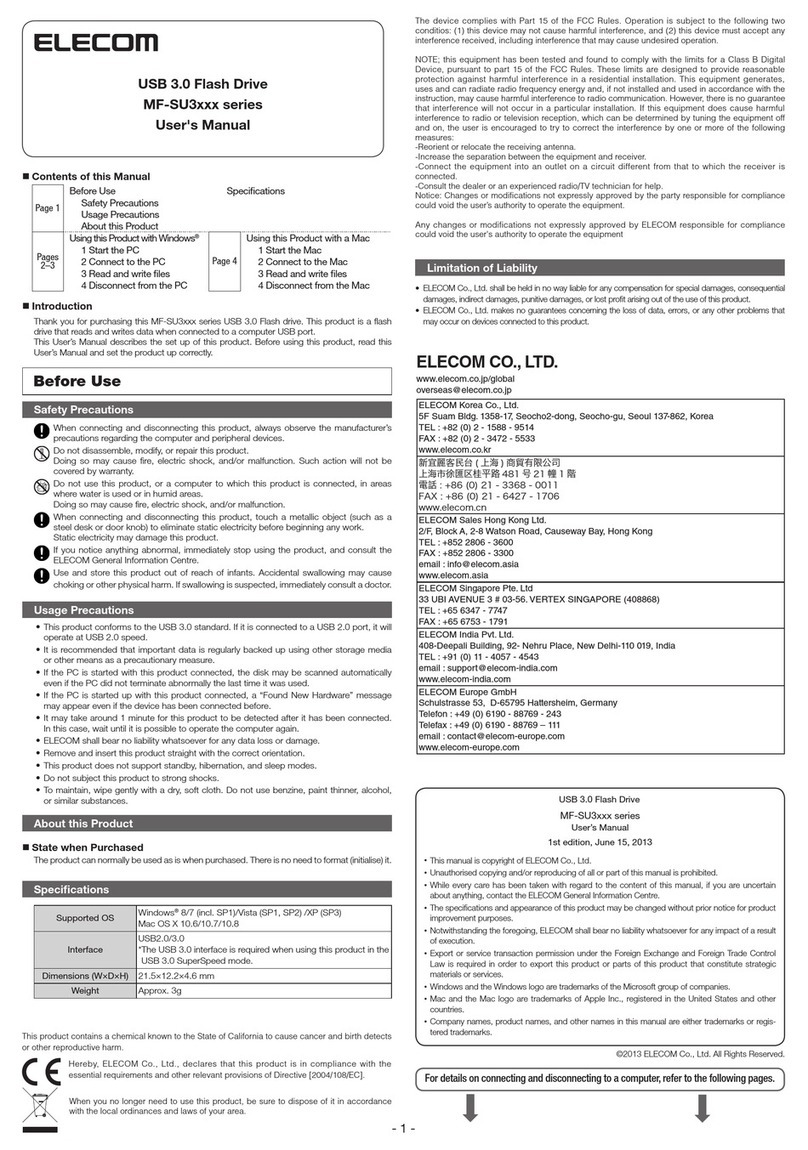 Elecom MF-SU3 Series Manuel utilisateur