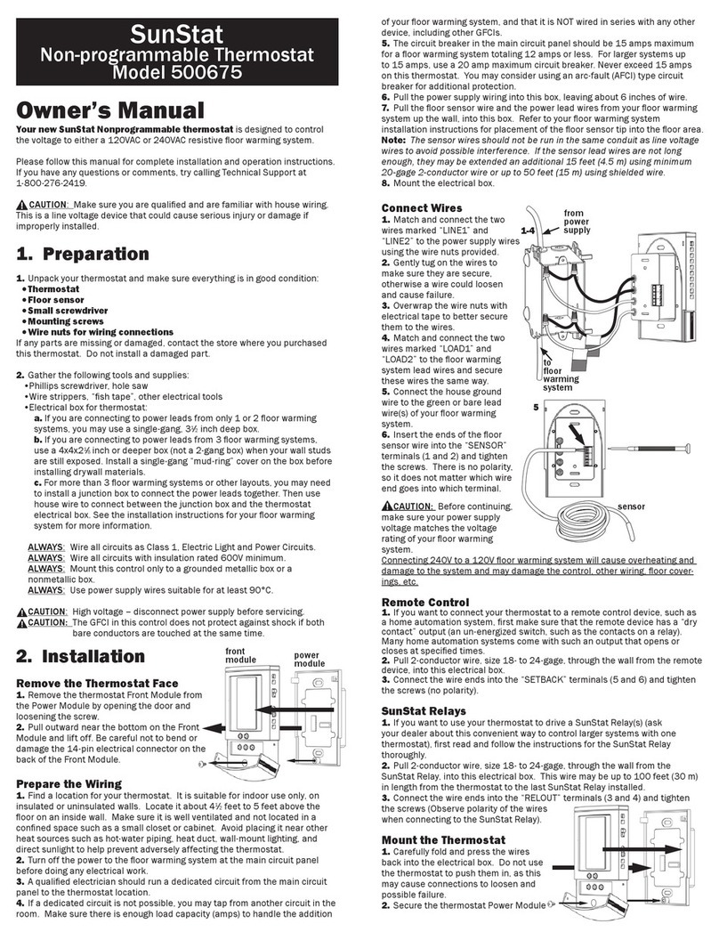 SunStat 500675 Manuel utilisateur