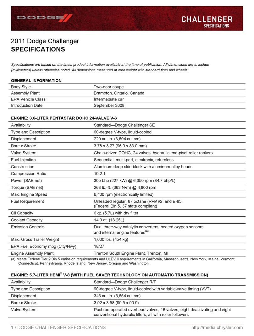 Dodge 2011 Challenger Manuel utilisateur Dodge 2011 Challenger Manuel utilisateur