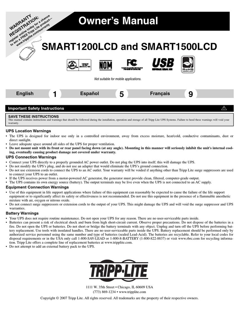 Tripp Lite SMART1200LCD Manuel utilisateur Tripp Lite SMART1200LCD Manuel utilisateur