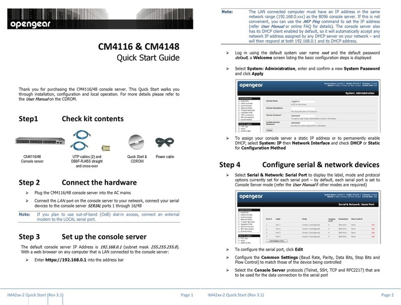 Opengear CM4116 Manuel utilisateur