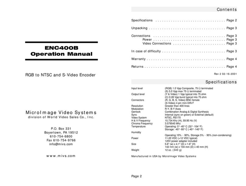 MicroImage Video Systems ENC400B Manuel utilisateur