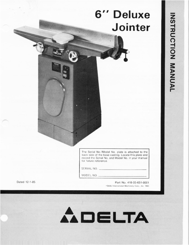 Delta 6" Deluxe jointer Manuel utilisateur
